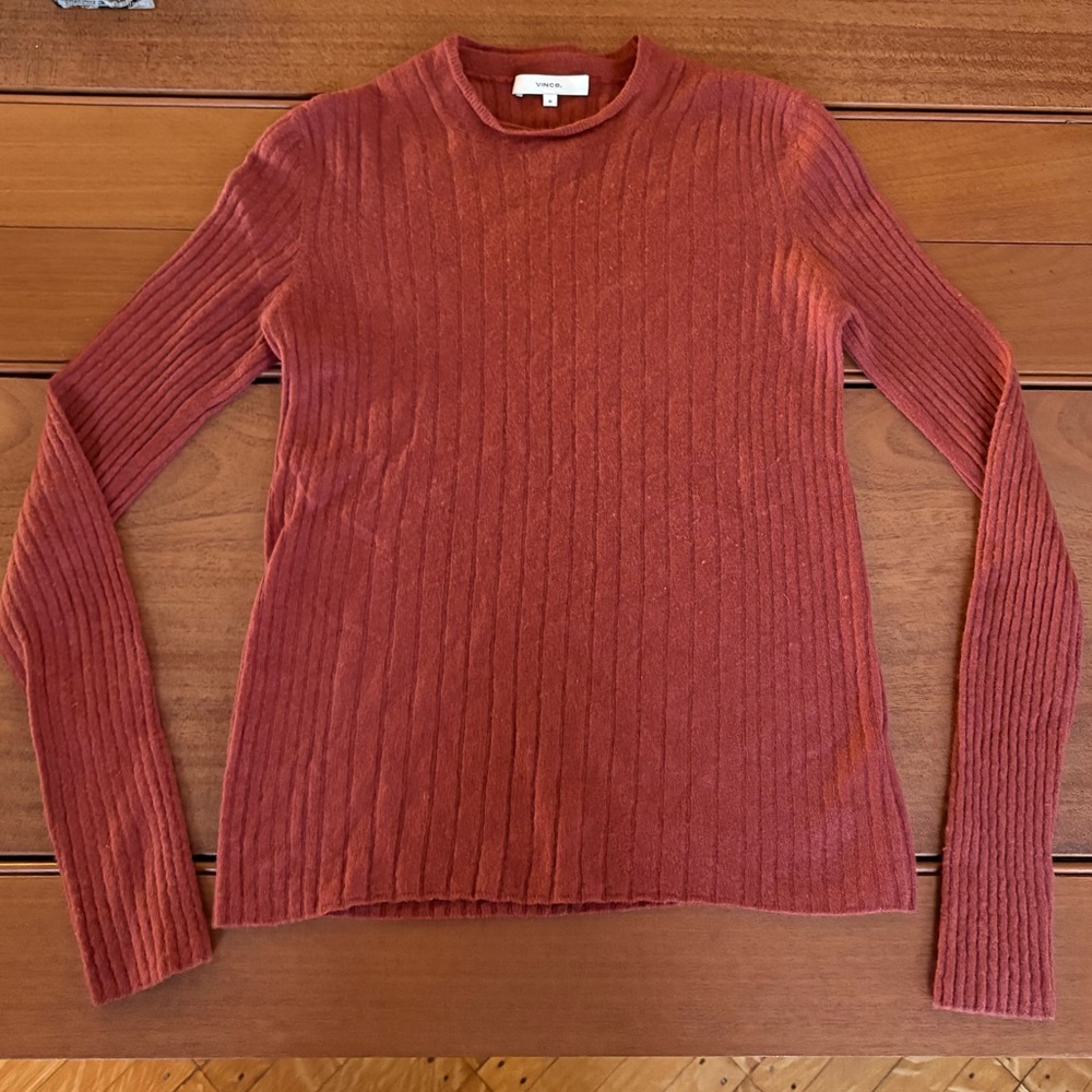 Vince Mixed Rib Longsleeve in Redwood size M